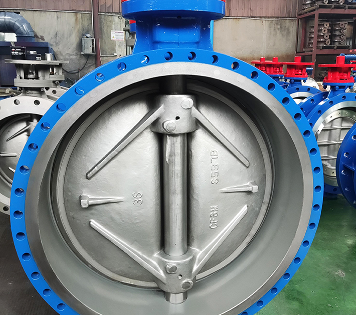 DN900 pneumatic triple eccentric hard seal butterfly valve